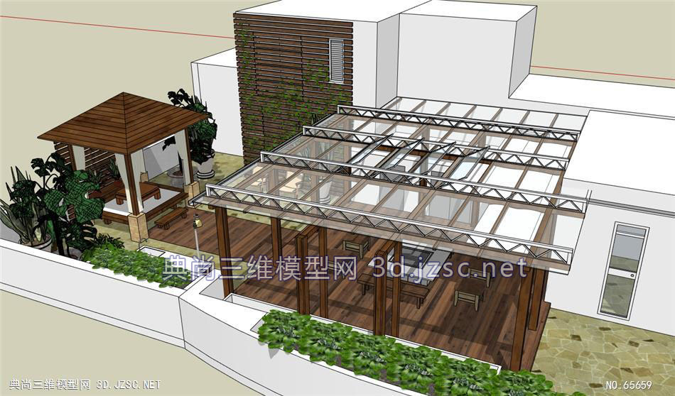 屋顶庭院-住宅su模型