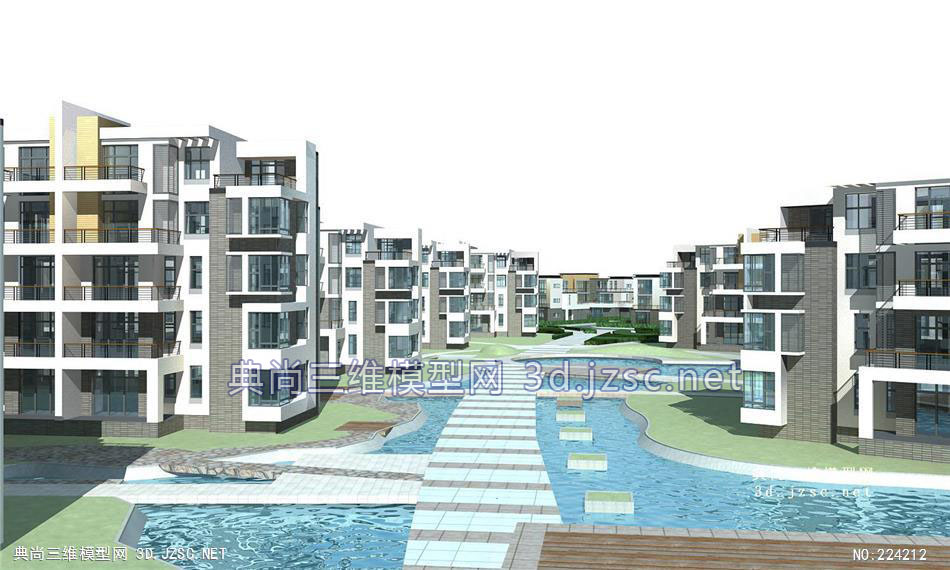 艾7-多层住宅-0011-1 多层小区模型 3dmax模型