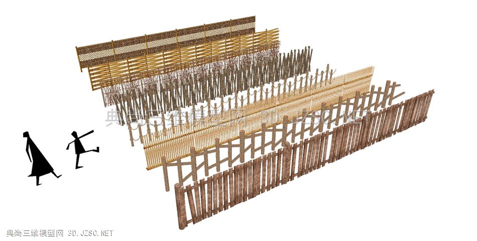 竹木篱笆模型合集