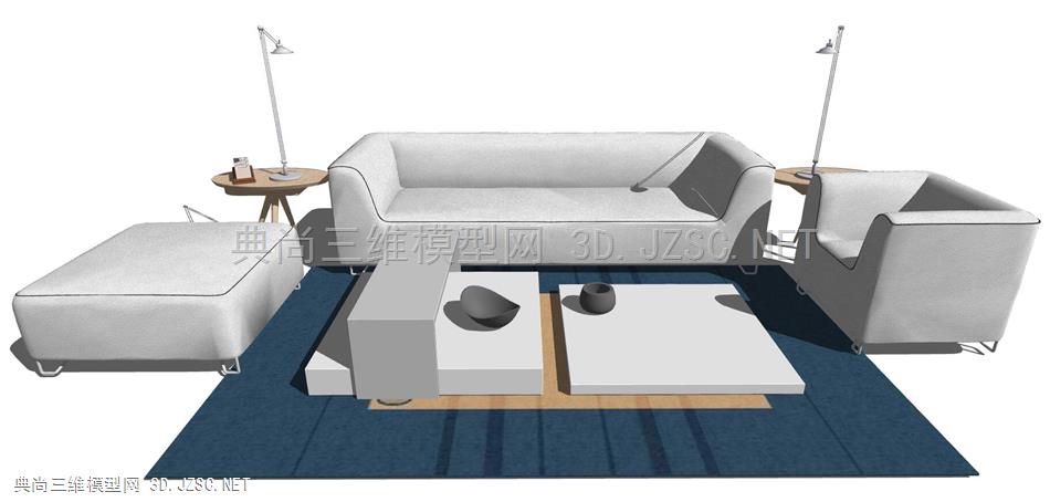 现代组合沙发SU模型下载3.4