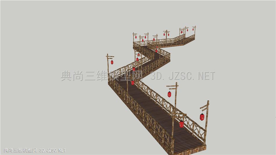 农家乐防腐木曲桥-3d.jzsc.net