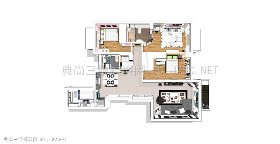 现代室内家装整体方案SU模型169 (1)