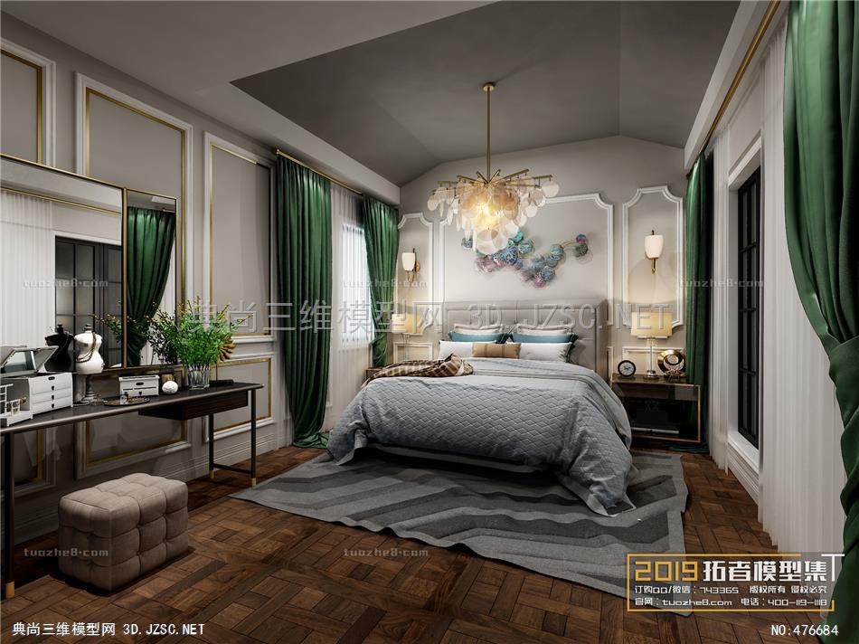 卧室空间欧式风格006 室内3dmax模型 效果图模型