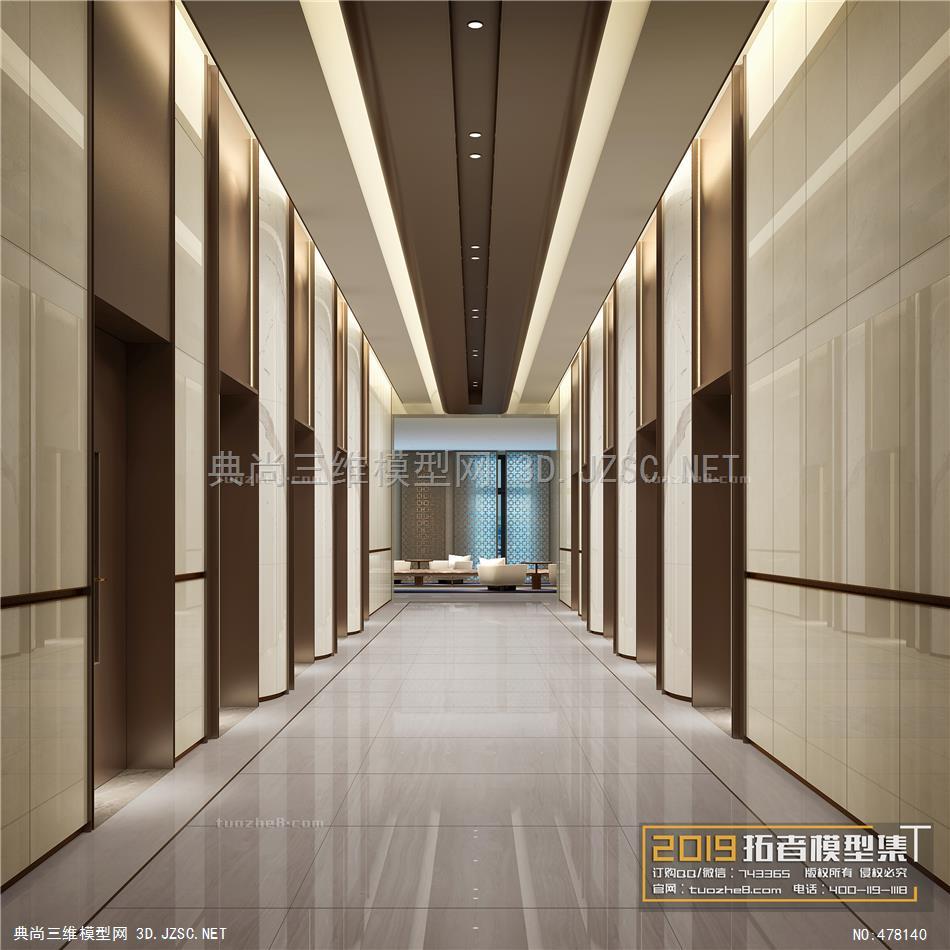 走廊电梯间模型029 室内3dmax模型 效果图模型 室内3dmax模型 效果图模型 过道走廊模型