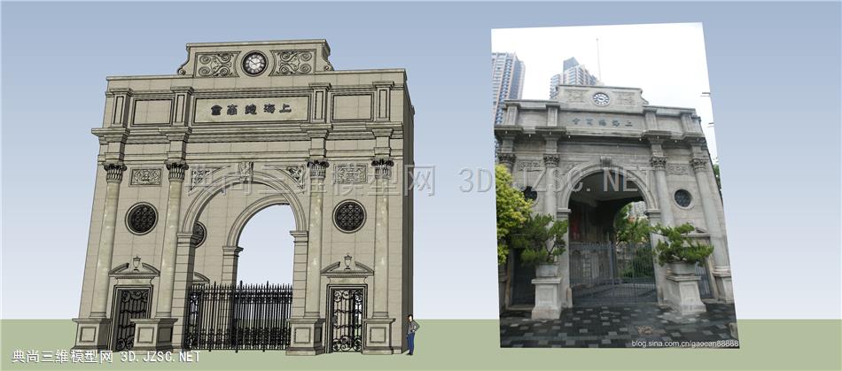上海总商会牌楼、精细门楼、照片建模、原创模型
