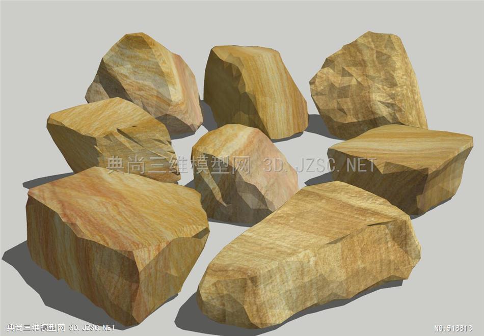 现代简约景观石大石头石块岩石 2 (36)