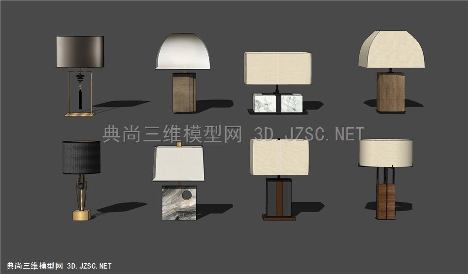 新中式台灯 简约台灯 床头灯组合 原创