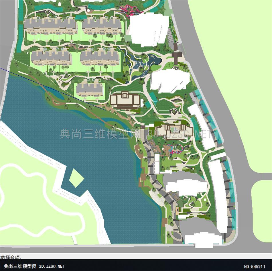SU(sketchup)179现代风格龙湾居住区景观设计全模型