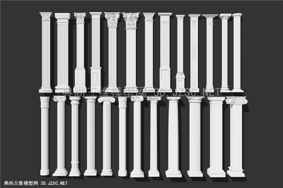 欧式风格石膏罗马柱构件模型组合