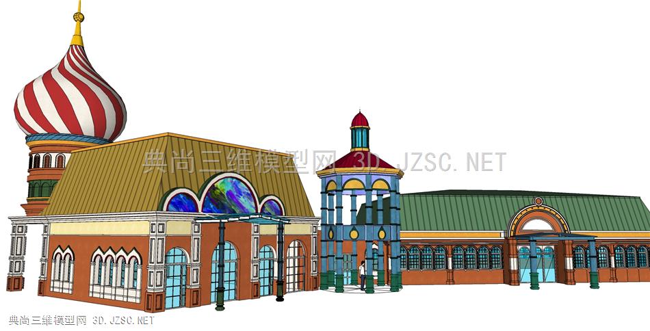 欧式建筑俄罗斯建筑模型主题建筑1201