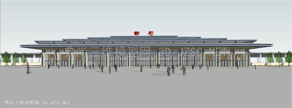 中式火车站SU模型加CAD文件