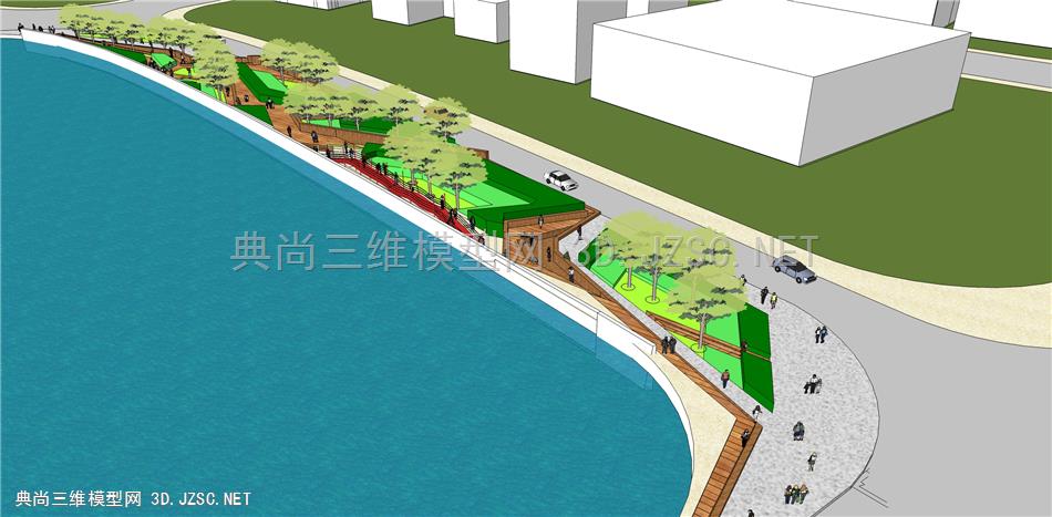 现代滨水商业景观广场设计SU模型
