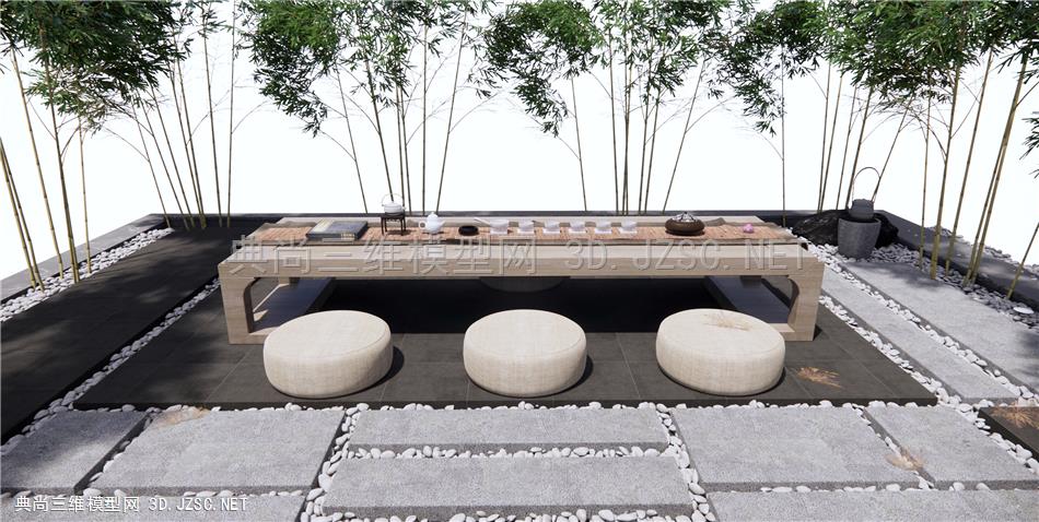 新中式茶桌椅 茶室 景观小品 茶杯茶具 原创