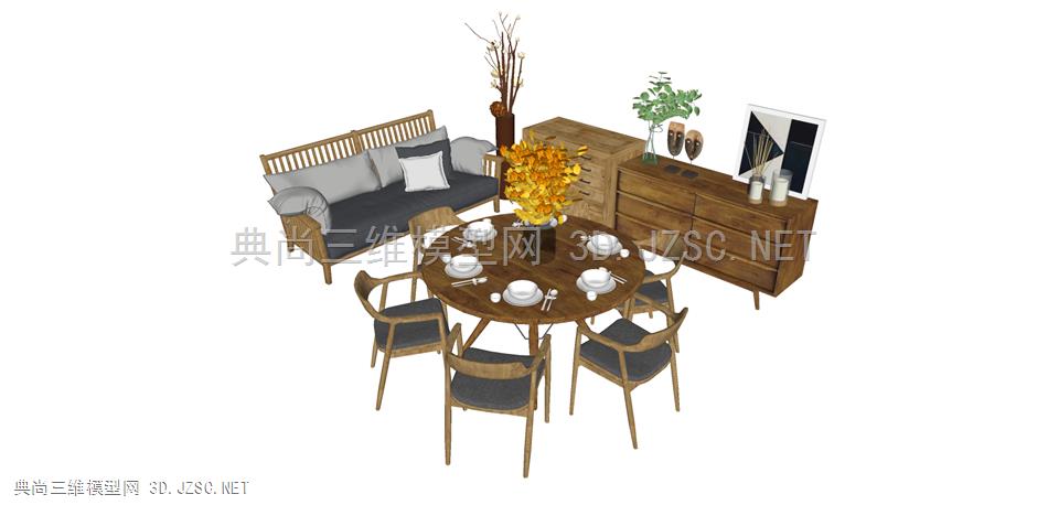 餐厅组合 沙发 园桌 多人餐桌