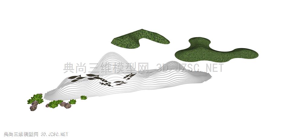 线条假山 (19)  现代假山水景 新中式假山水景 中式假山水景 抽象线条假山 景观小品 su模型