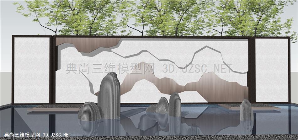 新中式风格山水景墙