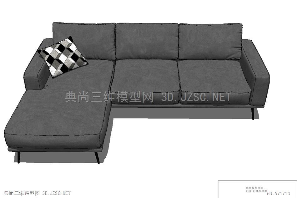 沙发 沙发床 沙发茶几 座椅L型沙发-1(41)-sketchup模型