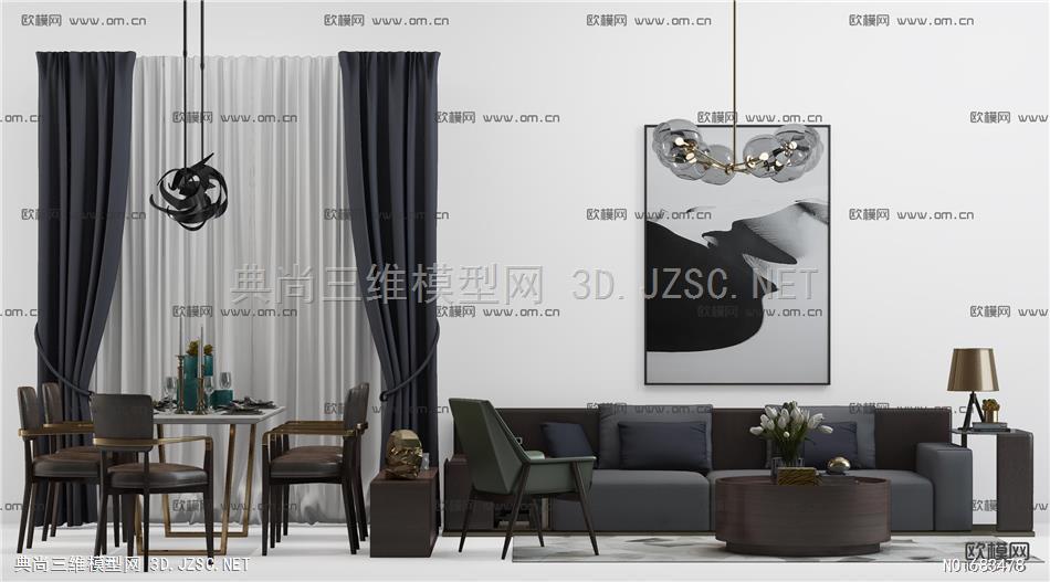 094HH素材 欧式中式现代美式风格室内软装搭配家具单体组合3d模型