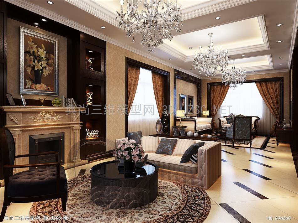 高清欧式客厅模型-晶轩设计159