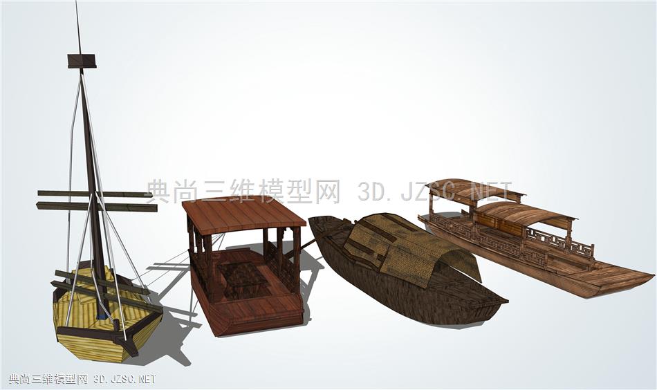 中式渔舟船筏