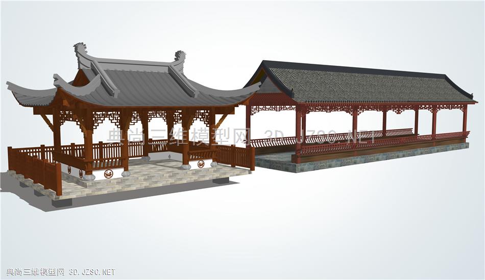 中式古典水榭 长廊
