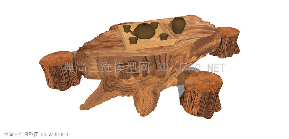 根雕茶桌茶台 (26) 茶几 中式茶台 树根桌子 树木座椅 木桌 木凳