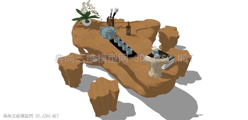 根雕茶桌茶台 (35) 茶几 中式茶台 树根桌子 树木座椅 木桌 木凳
