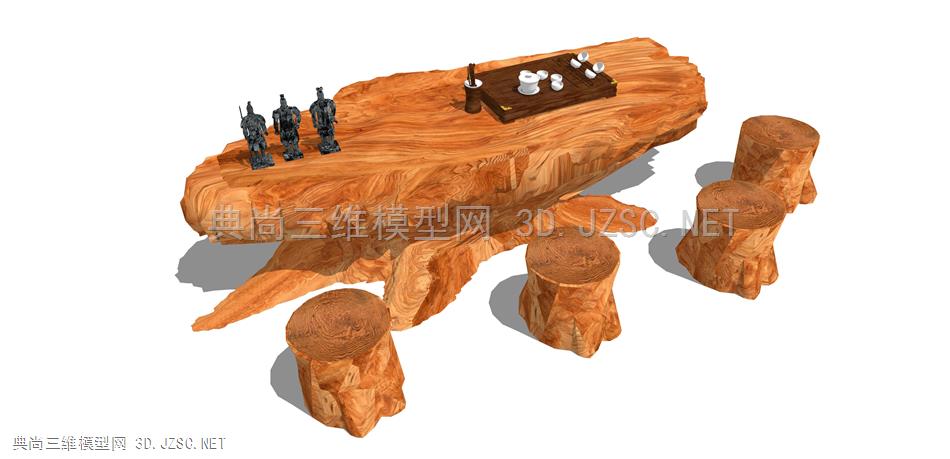 根雕茶桌茶台 (47) 茶几 中式茶台 树根桌子 树木座椅 木桌 木凳