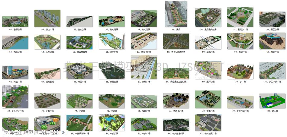 44个广场 滨水 公园sketchup模型