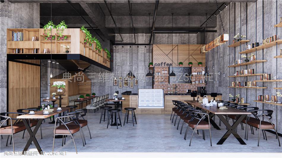 现代咖啡厅餐厅 原木工厂店