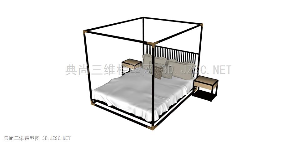 1376中国 曲美 床 双人床 床头柜  被褥  