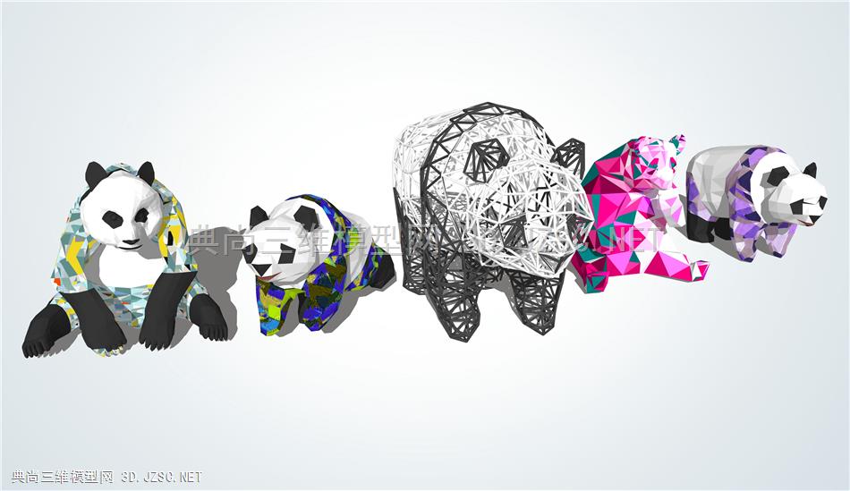 抽象几何 熊猫雕塑