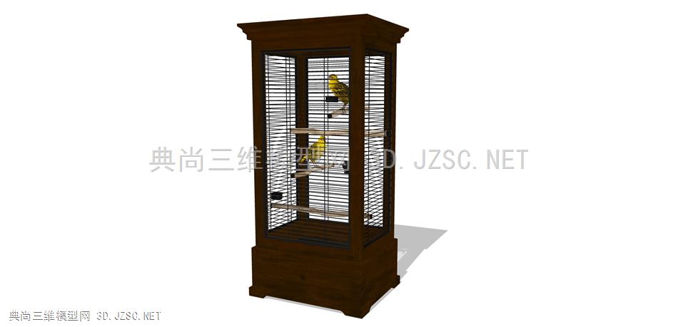 12_新中式餐边柜 装饰柜 展示架  鸟笼  鸟 鹦鹉 