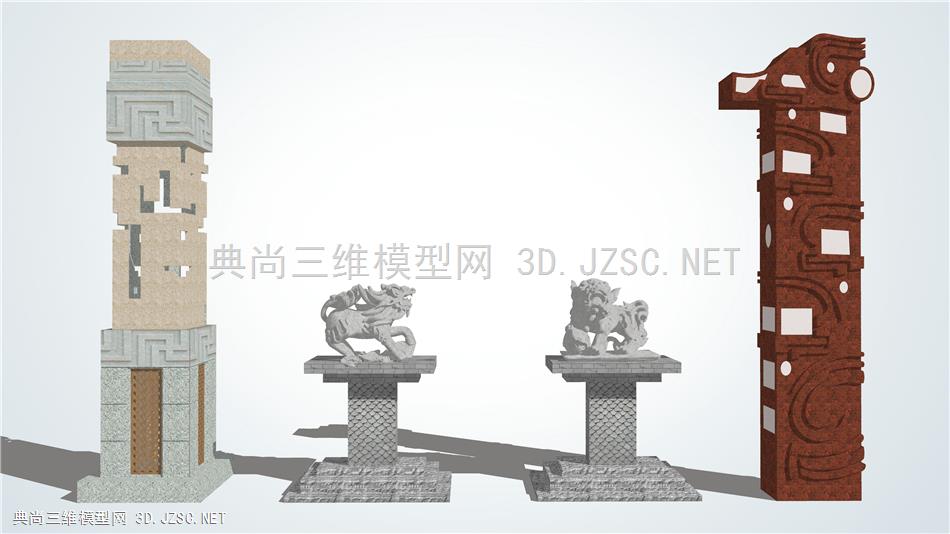 中式景观柱 麒麟雕塑