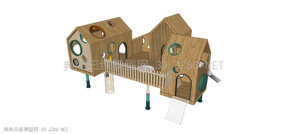 儿童树屋  (12) 森林木屋建筑 建筑  景观小品 景观装置  儿童娱乐场所 滑梯