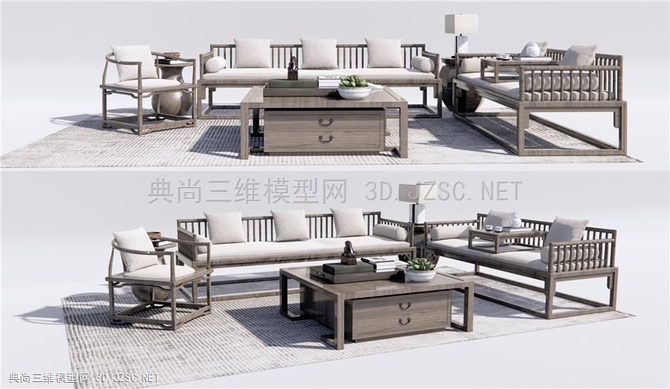 新中式沙发茶几 罗汉床 饰品组合 原创