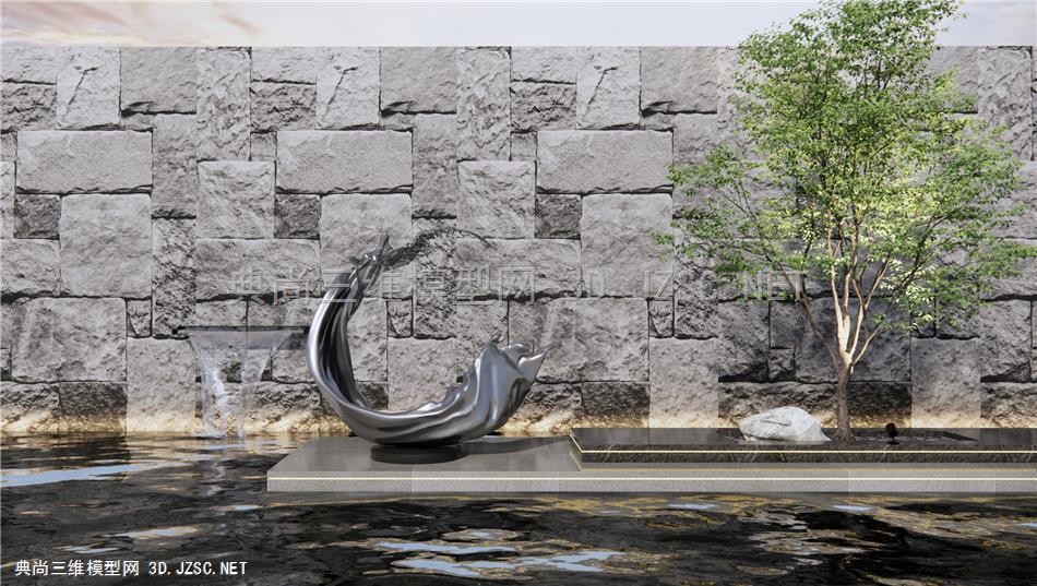 现代雕塑小品 流水景墙 景观小品 庭院水景 原创