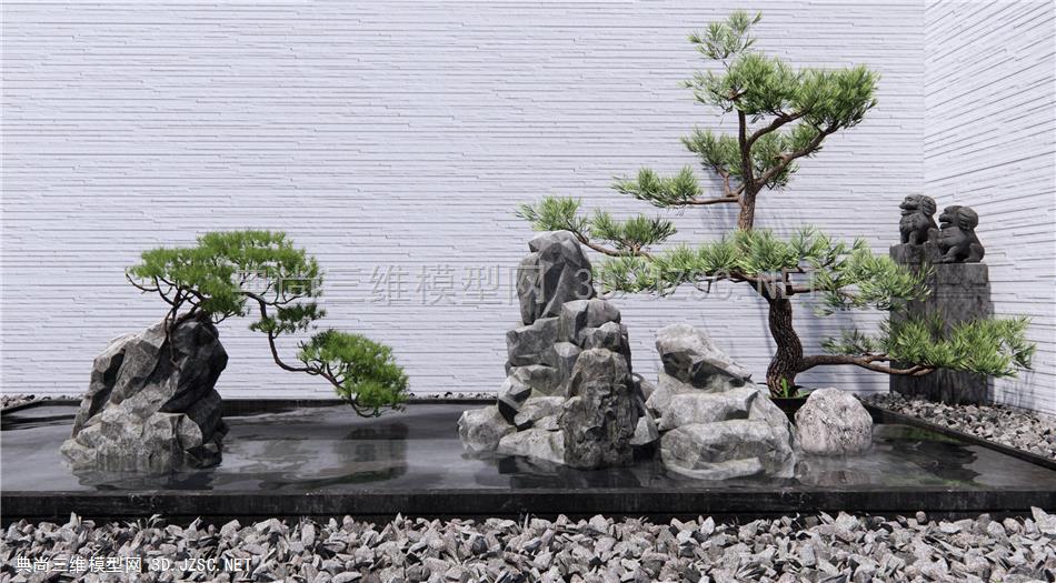 新中式假山水景 玄关小品造景 庭院景观小品 石头