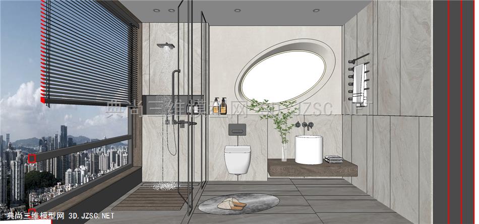现代家居卫生间 6 浴室 浴室柜 台盆柜  浴缸 镜子 马桶 洗手台 毛巾 洗浴用品