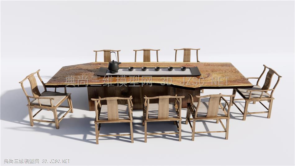 中式茶桌椅 休闲椅 大板茶桌