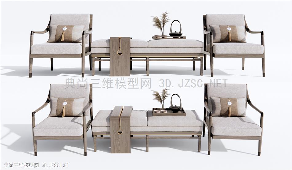 新中式休闲椅 茶几 床尾凳 贵妃椅