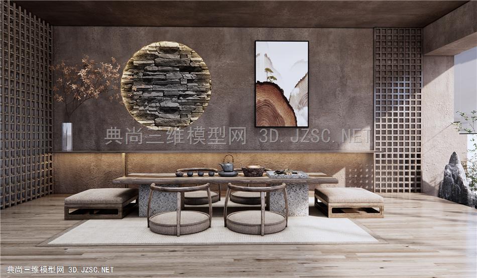 新中式禅意茶室 榻榻米茶桌椅 坐垫椅