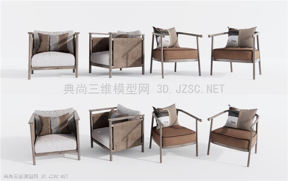 新中式休闲椅 沙发椅 单椅