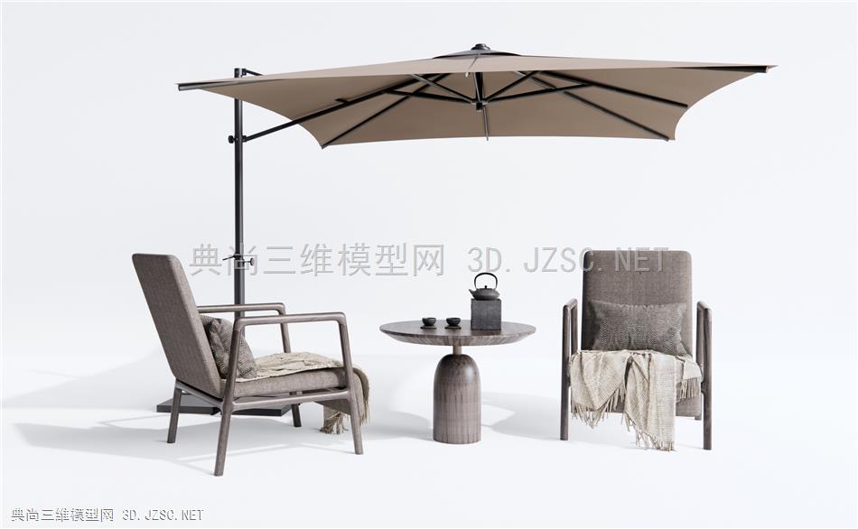 新中式户外休闲桌椅 户外椅 庭院桌椅 太阳伞