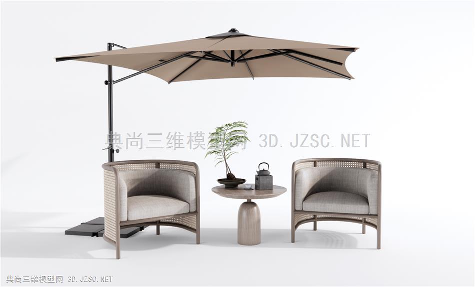 新中式户外单人沙发 藤编沙发 庭院休闲沙发 户外桌椅1