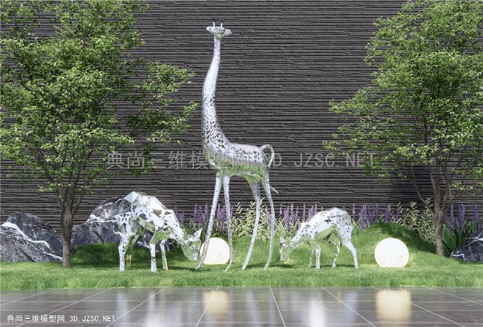 现代景观雕塑小品 长颈鹿 小鹿 月球灯 公园雕塑1