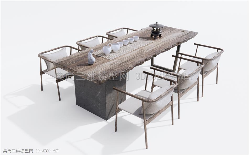 新中式茶桌椅 休闲椅 长板桌茶台1