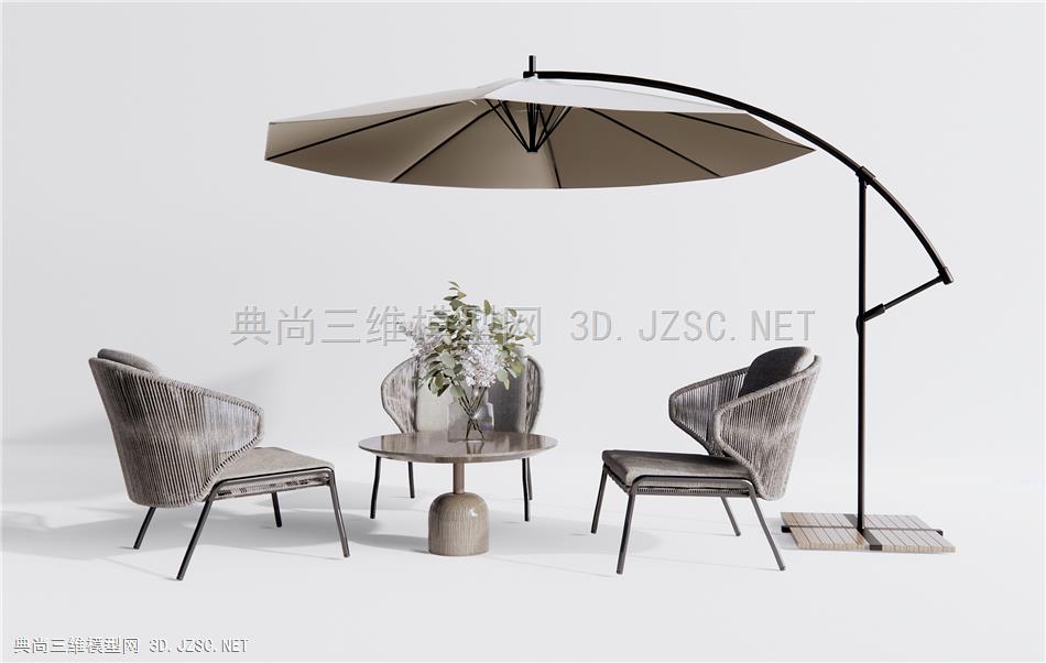 现代户外休闲椅 休闲桌椅 太阳伞1