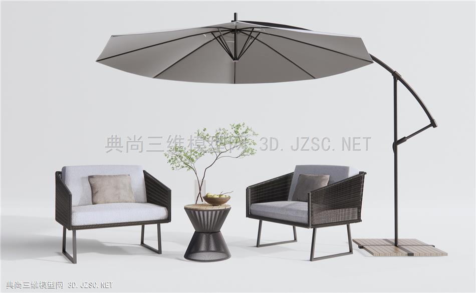 现代户外沙发 单人沙发 茶几 太阳伞1