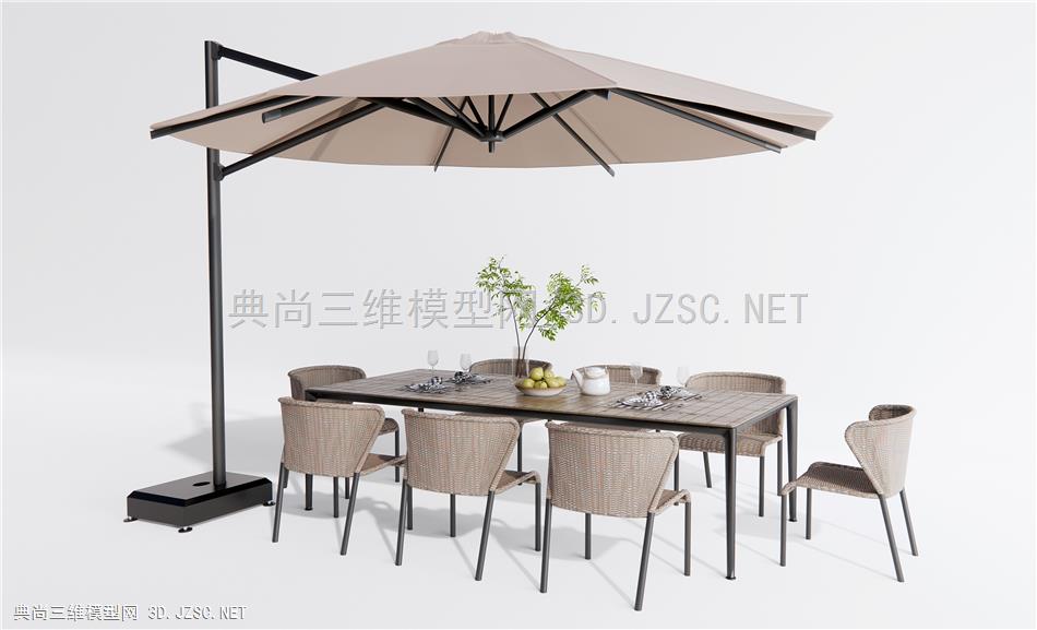 现代户外桌椅 餐桌椅 庭院户外桌椅 太阳伞1